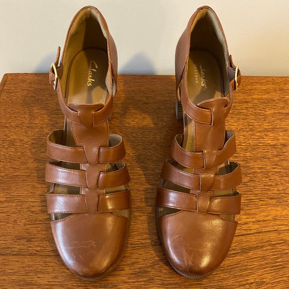 Brown Clarks High Heeled Sandals